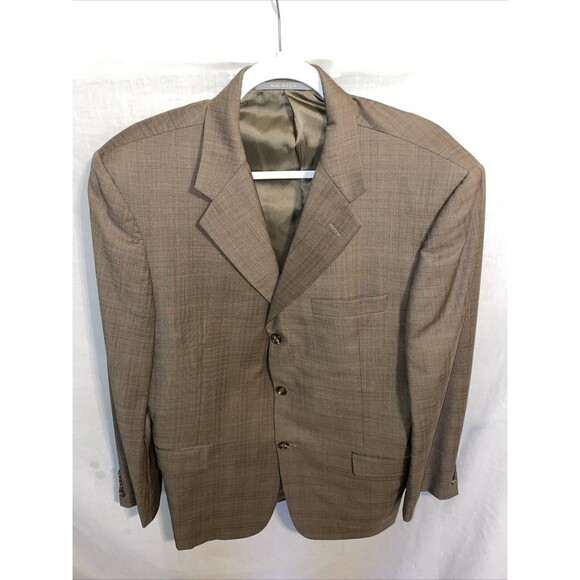 Hickey Freeman Men’s Dress Blazer Size 42R Brown 100% Worsted Wool Business City - Picture 1 of 12